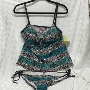 Stylish Teal and Black Women's Bikini Set